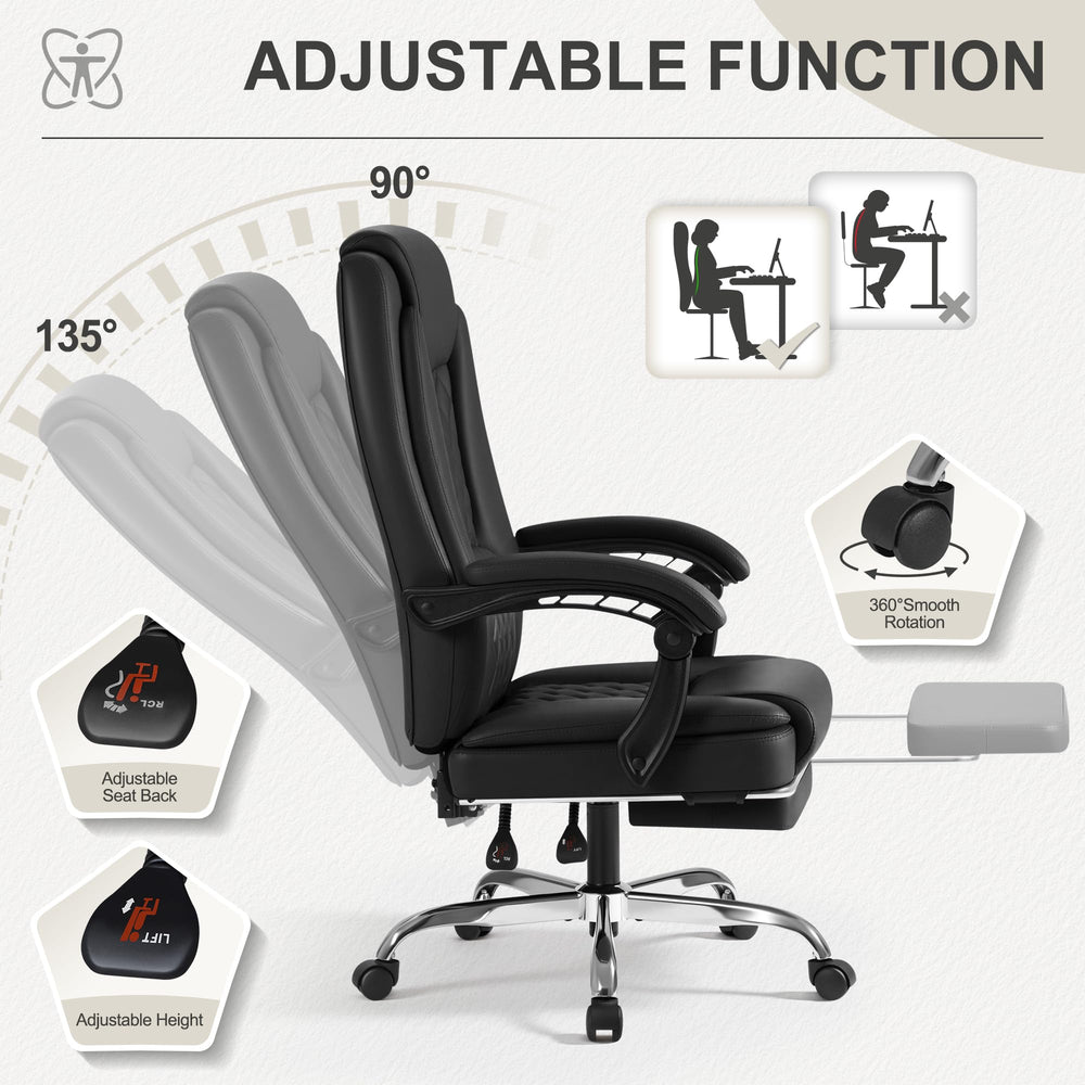 Executive Reclining Office Chair with Lumbar Support – 400 lbs Capacity