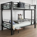 Heavy Duty Metal Bunk Bed Twin Over Twin with Desk, Storage & Convertible Design