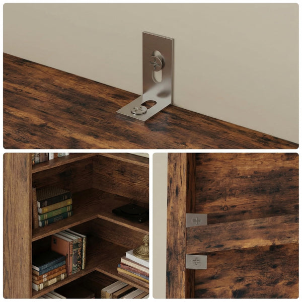 6-Tier L-Shaped Corner Bookshelf with Storage Cabinet