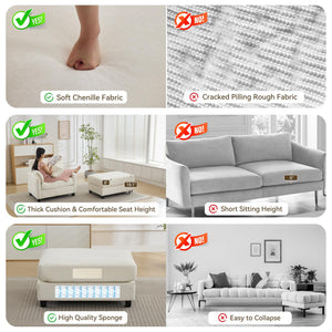 Chenille Chaise Lounge Chair with Ottoman
