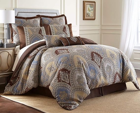 8-Piece Medallion Floral Jacquard Comforter Set