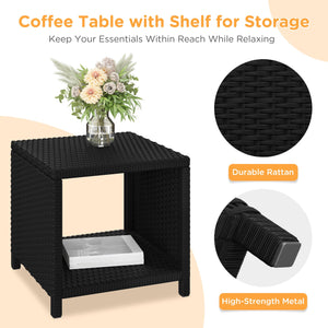 5-Piece PE Rattan Patio Conversation Set with Ottomans