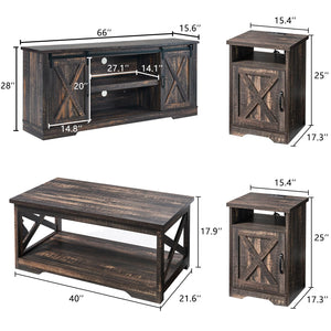 4-Piece Farmhouse Living Room Table Set