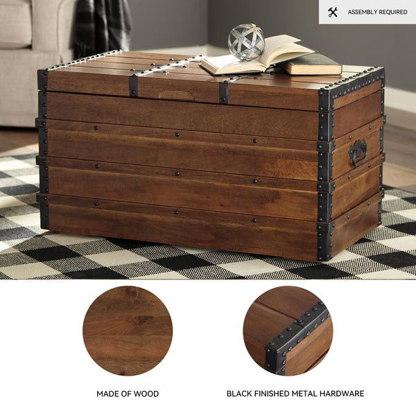 Wood Storage Trunk Coffee Table with Lift Top – Dark Brown