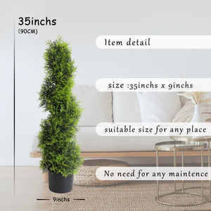 35-Inch Spiral Topiary Trees – 2 Pack Artificial Outdoor Plants