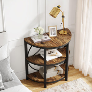 Half Round End Table with 3-Tier Shelves – Set of 2
