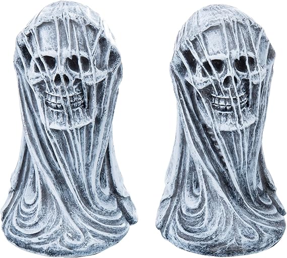 Skull Bookends Gothic Resin Skeleton Head