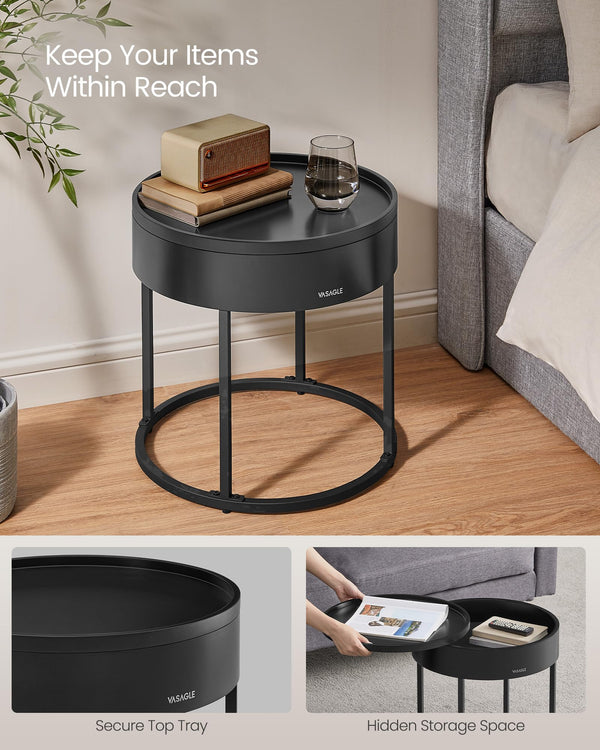 Round Nesting Coffee Tables Set of 2 with Hidden Storage