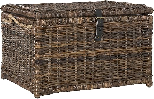 Wicker Storage Trunk with Lid – Collapsible Rattan Chest