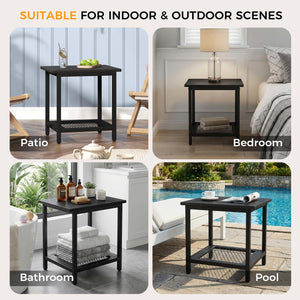 2-Tier Outdoor Side Table with Storage