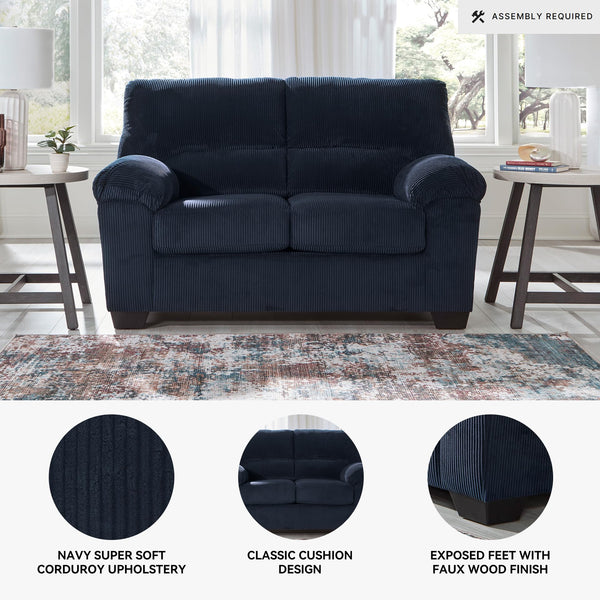 Corduroy Loveseat – Contemporary 2-Seat Sofa