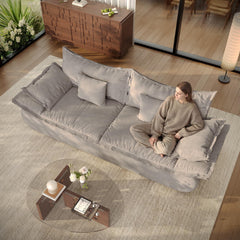 86.6" Cloud Couch Sailboat Sofa – 3-Seater, Deep Seat, Chenille, Light Grey