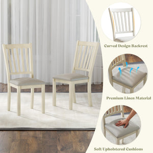 Farmhouse Solid Wood Dining Table Set with 8 Upholstered Chairs