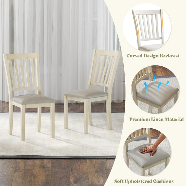 Farmhouse Solid Wood Dining Table Set with 8 Upholstered Chairs