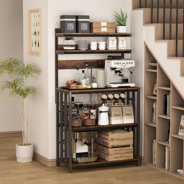 5-Tier Kitchen Baker's Rack with Power Outlet & LED Lights