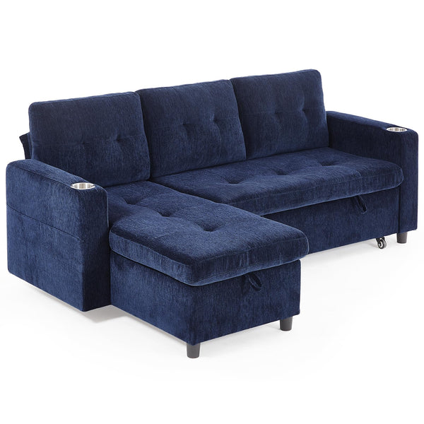 L-Shaped Sleeper Sectional Sofa with Storage Chaise