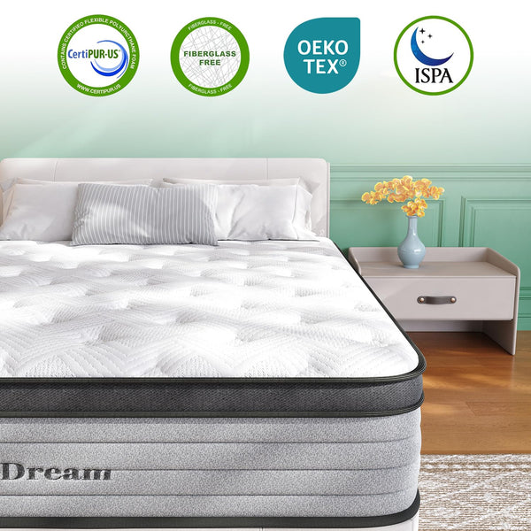 Hybrid Mattress with Memory Foam & Pocket Springs | King, Queen, Full