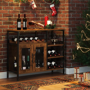 Wine Bar Cabinet with Glass Holder & Mesh Door