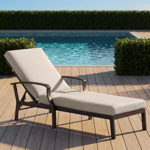 Outdoor Patio Chaise Lounge Chair with Adjustable Backrest & Removable Cushion