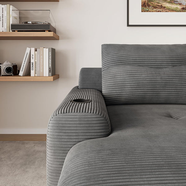 69" Oversized Boneless Chaise Lounge Chair with Cup Holders & Storage