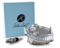 Alligator Wine Coaster & Bottle Stopper Set