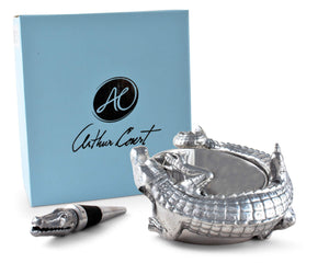 Alligator Wine Coaster & Bottle Stopper Set