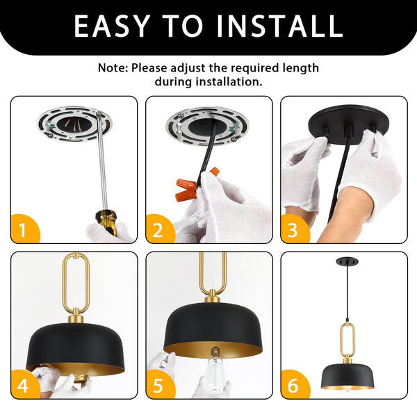 Industrial Black Pendant Light Fixture – 3 Pack