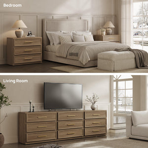 Oversized Nightstand Set of 2 with 3-Drawer Storage