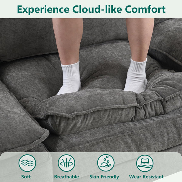 Modular U-Shaped Sectional Sofa with Movable Ottoman