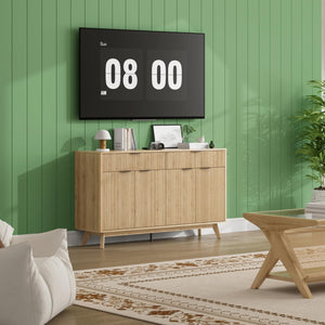 60" Buffet Sideboard Cabinet with Drawers & Wave Doors