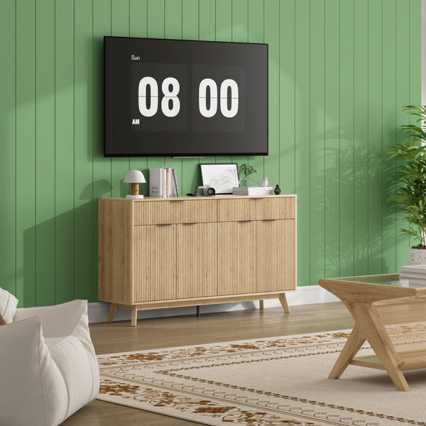 60" Buffet Sideboard Cabinet with Drawers & Wave Doors