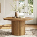 47" Round Solid Wood Dining Table – Farmhouse Pedestal Base