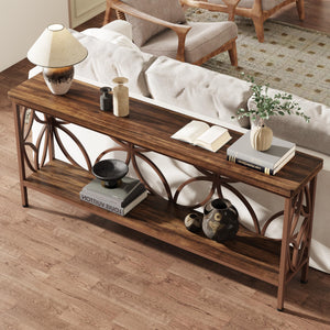 Narrow Sofa Console Table with 2-Tier Storage, 70.9"
