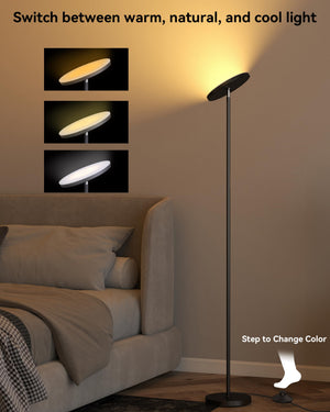 LED Torchiere Floor Lamp with Remote & Foot Switch