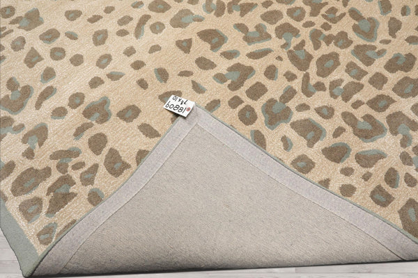 Hand-Tufted Leopard Print Wool Area Rug – Tan & Brown, Multiple Sizes
