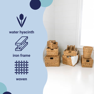 Woven Hyacinth Storage Basket Set of 10
