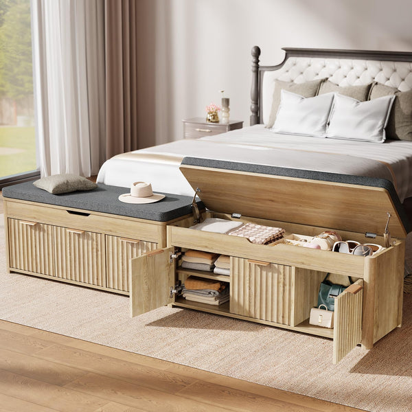 Lift Top Shoe Storage Bench with Cushioned Seat