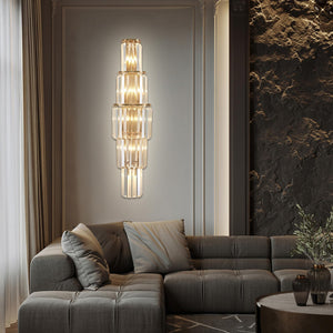 Modern Crystal Wall Sconce 5-Light Metal Vanity Light Fixture
