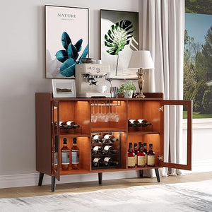 Modern Wine Bar Cabinet with LED Lighting