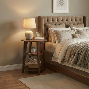 3-Tier Round Side Table with Storage Shelves