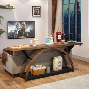 70.87" 2-Tier Console Table with Half Moon Frame