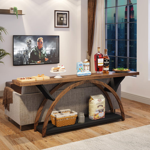 70.87" 2-Tier Console Table with Half Moon Frame