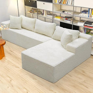 104" L-Shape Sectional Sofa with Chaise – Corduroy, No Assembly