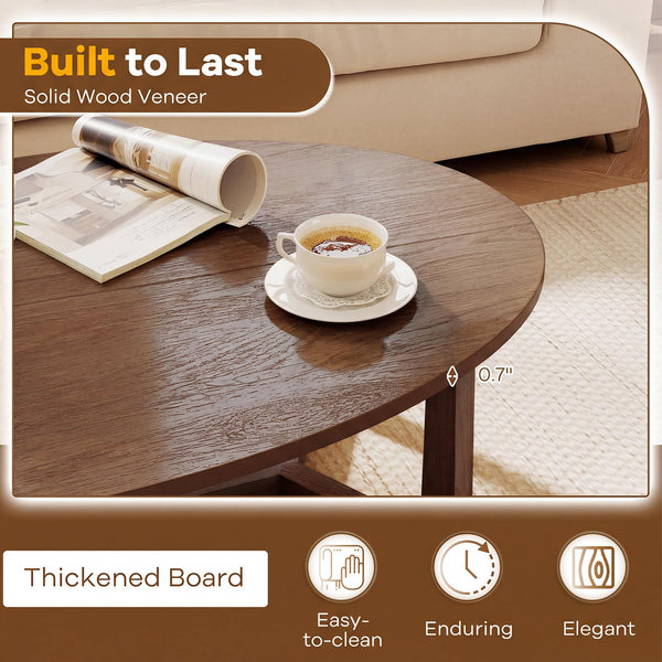 Oval Coffee Table – Low Profile Wood Accent Table
