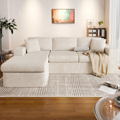 105" L-Shaped Sectional Sofa with Chaise – Corduroy Modular Couch