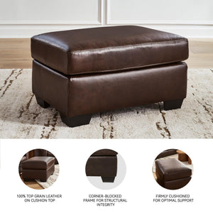 Dark Brown Leather Rectangular Ottoman