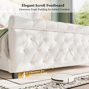Upholstered Sleigh Bed Frame with Wingback Headboard