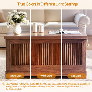 Lift Top Coffee Table with Storage – Fluted Square Design