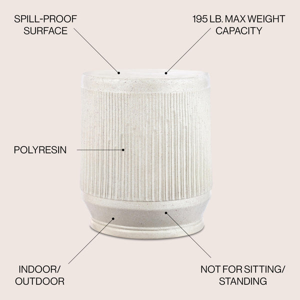 Round Resin Accent Side Table & Garden Stool, 17.5"H