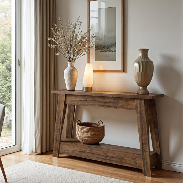 Farmhouse Console Table 2-Tier Narrow Entryway Table with Storage